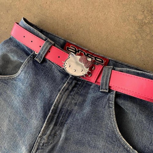 Y2k pink hello kitty belt - pink,